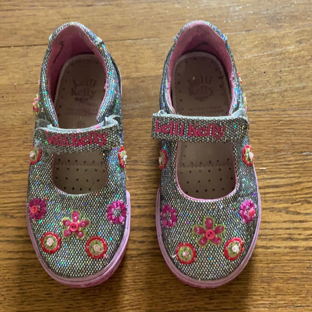 Lelli Kelly Metallic Silver Embroidered Shoes